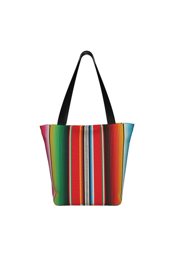 Mexican Serape Blanket Stripes Print Shoulder Bag for Women, Polyester Crossbody Purse Lightweight Handbag for Daily Travel and Casual Use