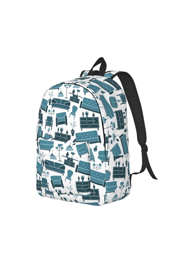 Modern Furniture Print Canvas Backpack for Women & Men Retro Aesthetic Rucksack Basic Backpack for High School/College Students Travel Laptop Bag