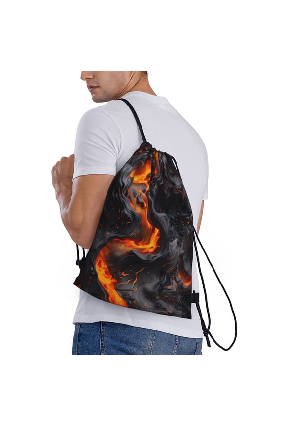 Molten Lava Abstract Flow Print Drawstring Backpack Bag Sport Gym Sackpack Heavy Duty String Backpack for Men Women