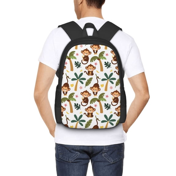 Ratiio Monkeys Swinging from Palms Backpack for Men and Women - Durable 600D Oxford Cloth -Large Capacity, Water-Resistant School, Travel, and Hiking Bag