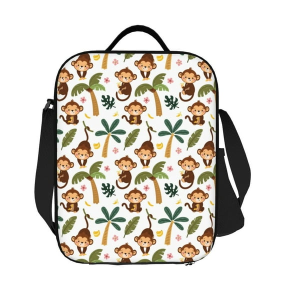 Ratiio Monkeys Swinging from Palms Print Lunch Box - Reusable Lunch Bag Men Adult Women- Insulated LunchBox