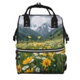 thumbnail image 1 of Ratiio Mountain Daisy Meadow Mummy Backpack - Waterproof Twill Canvas, Large Capacity Diaper Bag with Multiple Pockets and Adjustable Straps, 1 of 5