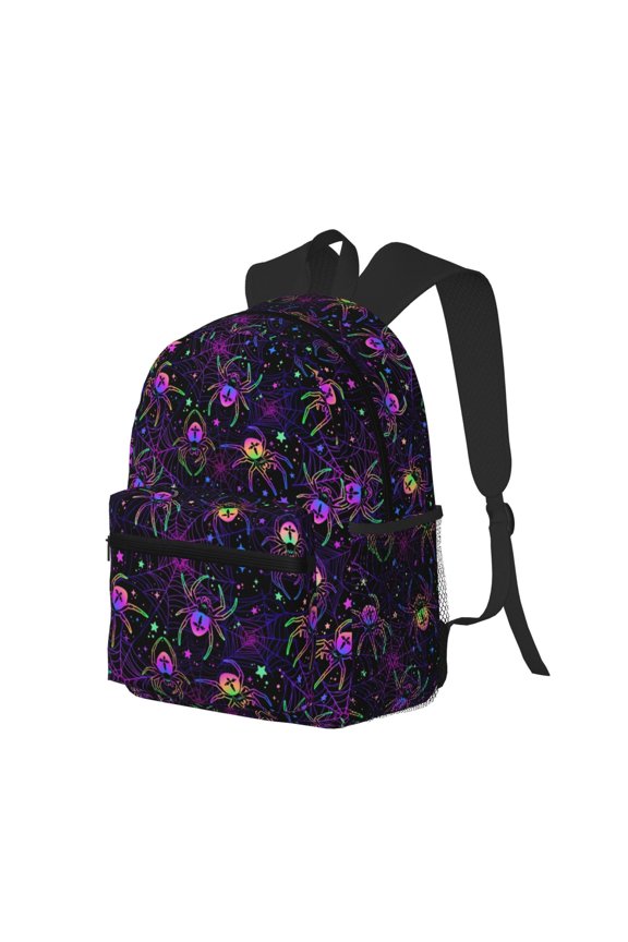 Multi-colored Spiders Print Casual Backpack for Men and Women, Water Resistant Oxford Fabric School Bag Lightweight Travel Daypack