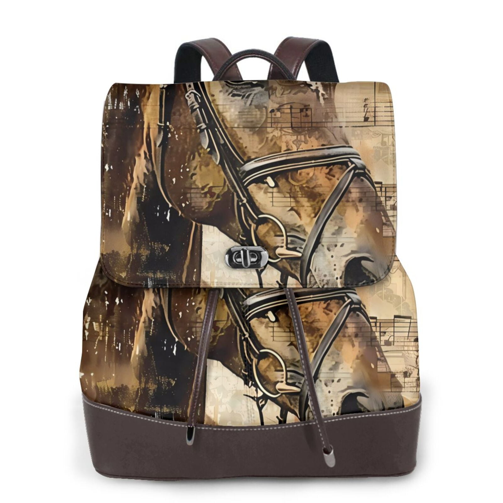 designer leather backpacks womens horse Crazy Backpack City - Black The backpack was designed for real people with real lives Kuqiui Vintage Cowboy On A