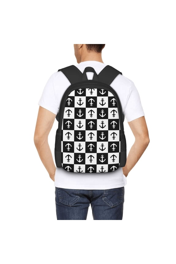 Nautical Anchors1 Backpack for Men and Women - Durable 600D Oxford Cloth -Large Capacity, Water-Resistant School, Travel, and Hiking Bag