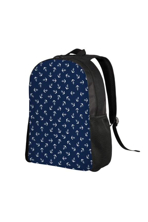 Nautical Themed Simple Anchors Print Backpack with Padded 15-inch Laptop Sleeve- Spacious and Durable Daypack for Work and Travel