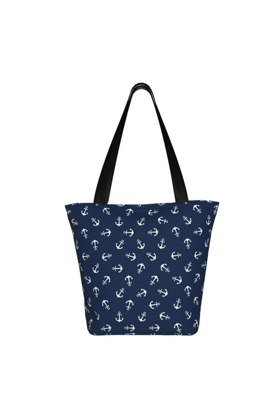 Nautical Themed Simple Anchors Print Shoulder Bag for Women, Polyester Crossbody Purse Lightweight Handbag for Daily Travel and Casual Use