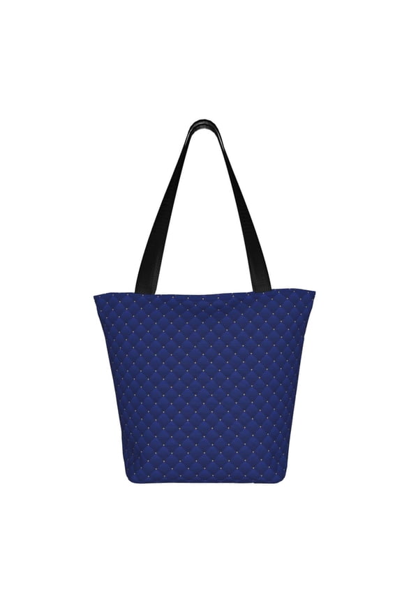 Navy Blue Print Shoulder Bag for Women, Polyester Crossbody Purse Lightweight Handbag for Daily Travel and Casual Use