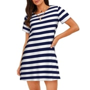 navy blue dress with white stripes Chase Dress in Navy and White Stripe M main image 0