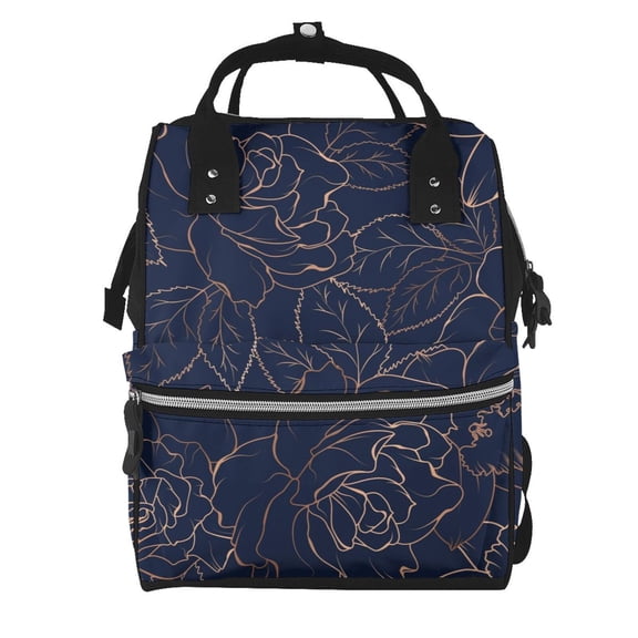 Ratiio Navy Dark Blue Mummy Backpack - Waterproof Twill Canvas, Large Capacity Diaper Bag with Multiple Pockets and Adjustable Straps