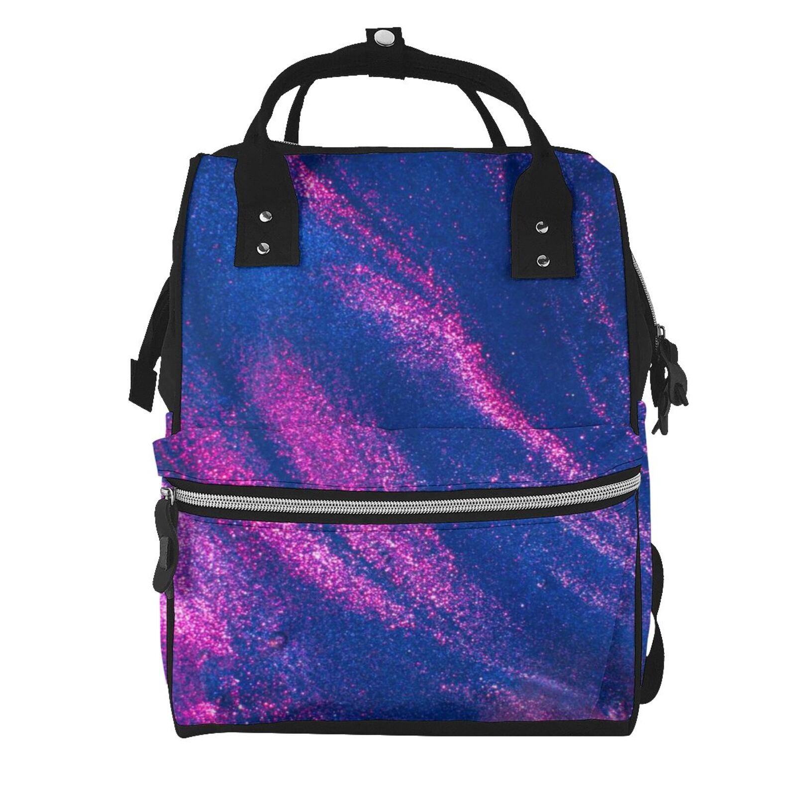 Ratiio Neon Gradient Blue Mummy Backpack - Waterproof Twill Canvas, Large Capacity Diaper Bag with Multiple Pockets and Adjustable Straps