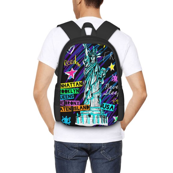 Ratiio New York City Backpack for Men and Women - Durable 600D Oxford Cloth -Large Capacity, Water-Resistant School, Travel, and Hiking Bag