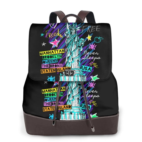 Ratiio New York City Pattern Womens Backpack Purse Leather Backpack Purse for Women Travel Fashion Backpack Designer Ladies Shoulder Bags