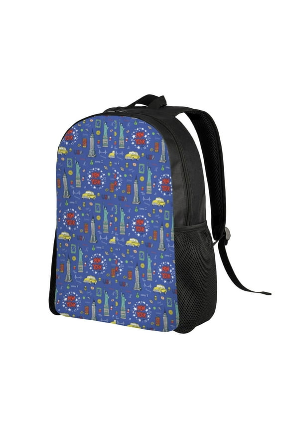 New-York City Print Backpack with Padded 15-inch Laptop Sleeve- Spacious and Durable Daypack for Work and Travel