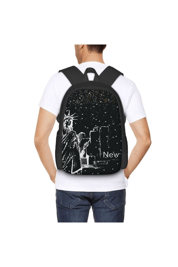 New York City1 Backpack for Men and Women - Durable 600D Oxford Cloth -Large Capacity, Water-Resistant School, Travel, and Hiking Bag