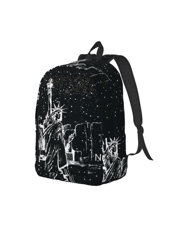 New York City1 Print Canvas Backpack for Women & Men Retro Aesthetic Rucksack Basic Backpack for High School/College Students Travel Laptop Bag