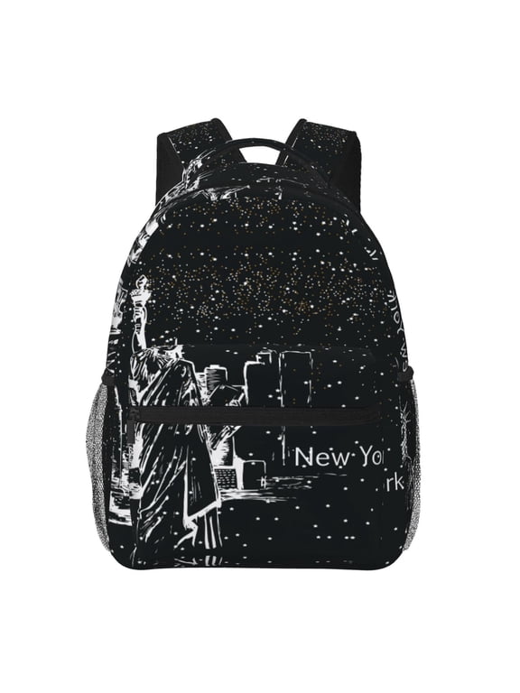New York City1 Print Eco-Friendly Casual Backpack, Water-Resistant Polyester Canvas Daypack with Smooth Zippers, Comfortable & Durable Travel Bag with Laptop Compartment
