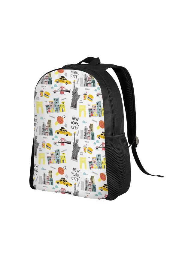 New York Print Backpack with Padded 15-inch Laptop Sleeve- Spacious and Durable Daypack for Work and Travel