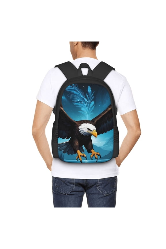 Night Sky Forest Bald Eagle Backpack for Men and Women - Durable 600D Oxford Cloth -Large Capacity, Water-Resistant School, Travel, and Hiking Bag