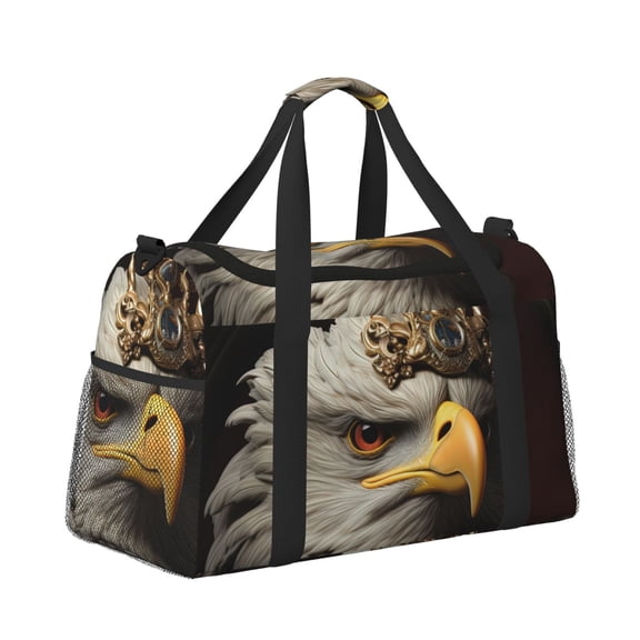 Ratiio Noble Style Bald Eagle Pattern Hand Travel Bag, Weekender Carry On for Women Men, Sports Gym Bag, Workout Duffel Bag, Overnight Shoulder Bag fit 15.6 Inch Laptop