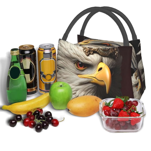 Ratiio Noble Style Bald Eagle Pattern Portable Insulation Lunch Bag, Insulated Food Delivery Bag, Meal Grocery Tote Insulation Bag Large Capacity Reusable Warming Bag
