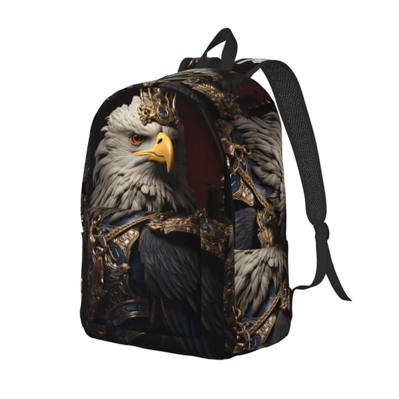 Ratiio Noble Style Bald Eagle Print Canvas Backpack for Women & Men Retro Aesthetic Rucksack Basic Backpack for High School/College Students Travel Laptop Bag