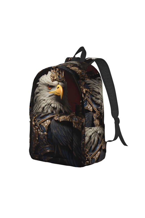 Noble Style Bald Eagle Print Canvas Backpack for Women & Men Retro Aesthetic Rucksack Basic Backpack for High School/College Students Travel Laptop Bag