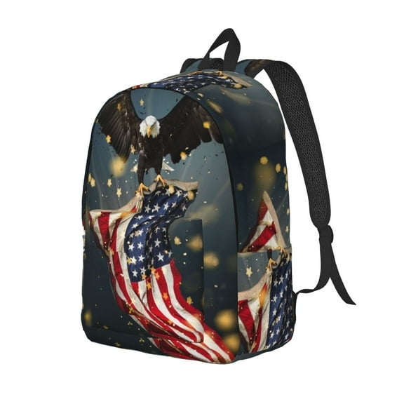 Ratiio North American Bald Eagle1 Print Canvas Backpack for Women & Men Retro Aesthetic Rucksack Basic Backpack for High School/College Students Travel Laptop Bag