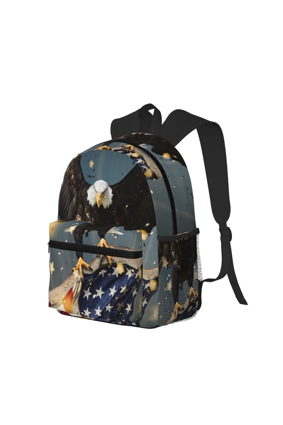 North American Bald Eagle1 Print Casual Backpack for Men and Women, Water Resistant Oxford Fabric School Bag Lightweight Travel Daypack