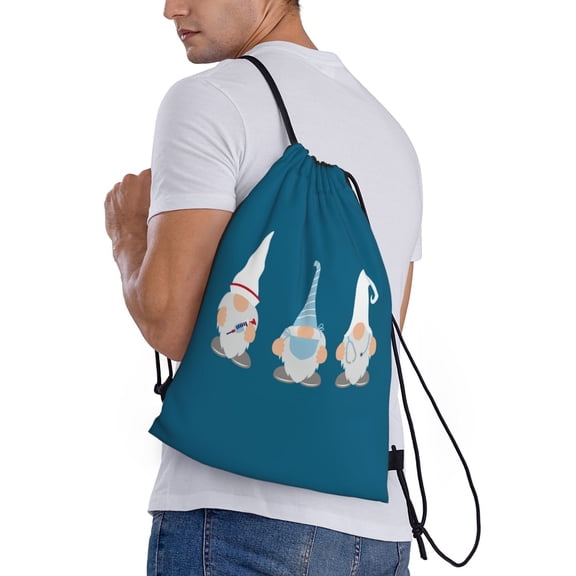 Ratiio Nurse Doctor Gnomes Print Drawstring Backpack Bag Sport Gym Sackpack Heavy Duty String Backpack for Men Women