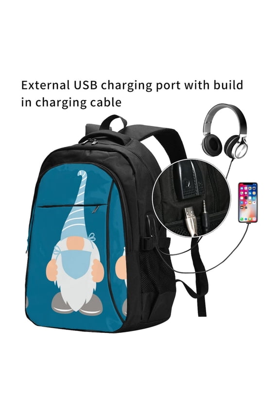 Nurse Doctor Gnomes Print Travel Laptop Backpack,Slim Sturdy Laptops Backpack with USB Charging Port, Water Resistant College School Computer Bag