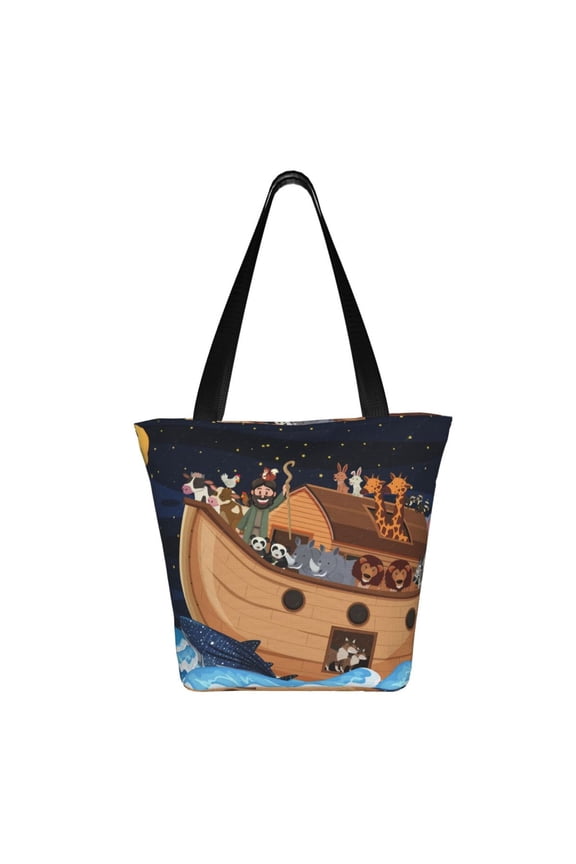 Ocean Scene with Noah's Ark Print Shoulder Bag for Women, Polyester Crossbody Purse Lightweight Handbag for Daily Travel and Casual Use