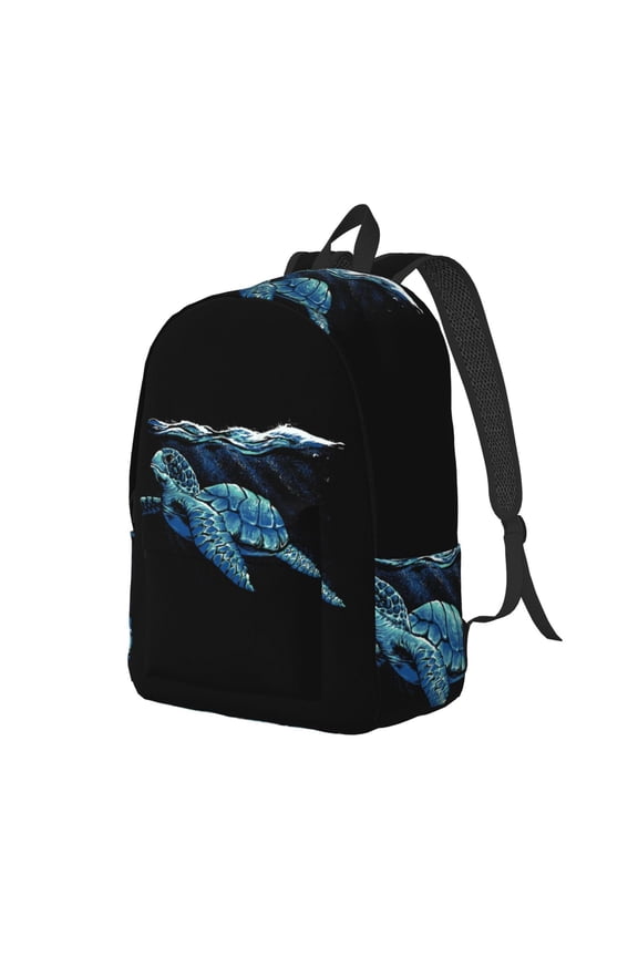 Ocean Turtle Print Canvas Backpack for Women & Men Retro Aesthetic Rucksack Basic Backpack for High School/College Students Travel Laptop Bag