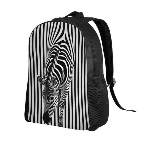 Ratiio Optical Zebra Illusion Print Backpack with Padded 15-inch Laptop Sleeve- Spacious and Durable Daypack for Work and Travel