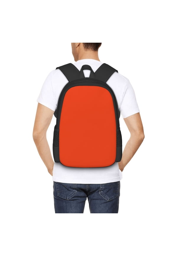 Orange Backpack for Men and Women - Durable 600D Oxford Cloth -Large Capacity, Water-Resistant School, Travel, and Hiking Bag
