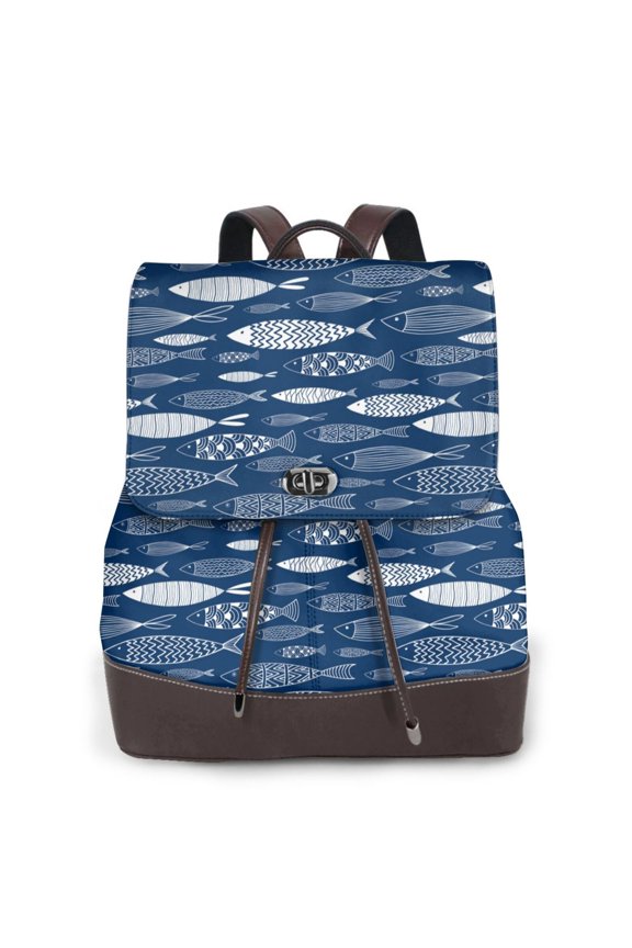 Ornamental Fish Pattern Womens Backpack Purse Leather Backpack Purse for Women Travel Fashion Backpack Designer Ladies Shoulder Bags