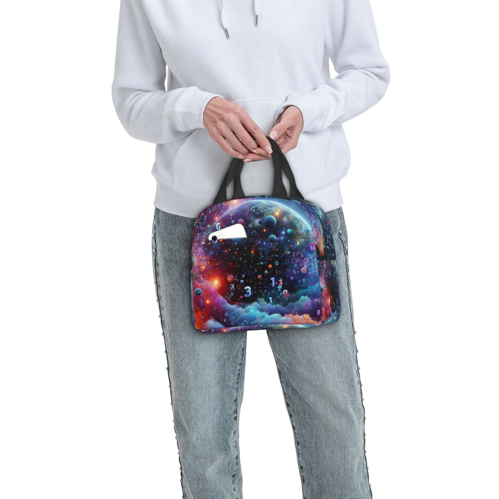 Ratiio Outer Space Floating Numbers And Letters Print Lunch Bag Lunch ...