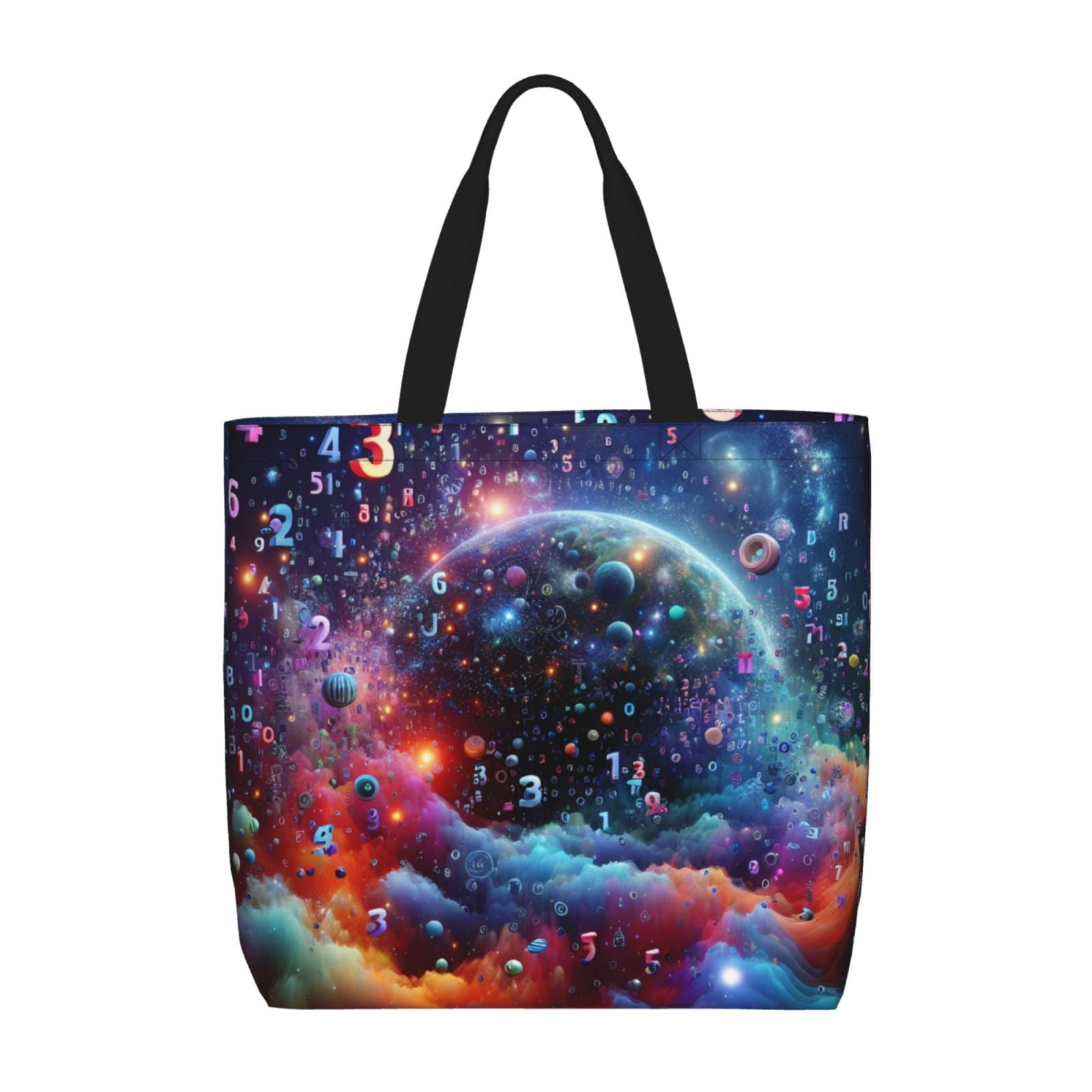 Ratiio Outer Space Floating Numbers And Letters Print Reusable Grocery ...