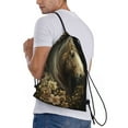 thumbnail image 1 of Ratiio Palatial Gold Pattern Horse Print Drawstring Backpack Bag Sport Gym Sackpack Heavy Duty String Backpack for Men Women, 1 of 7