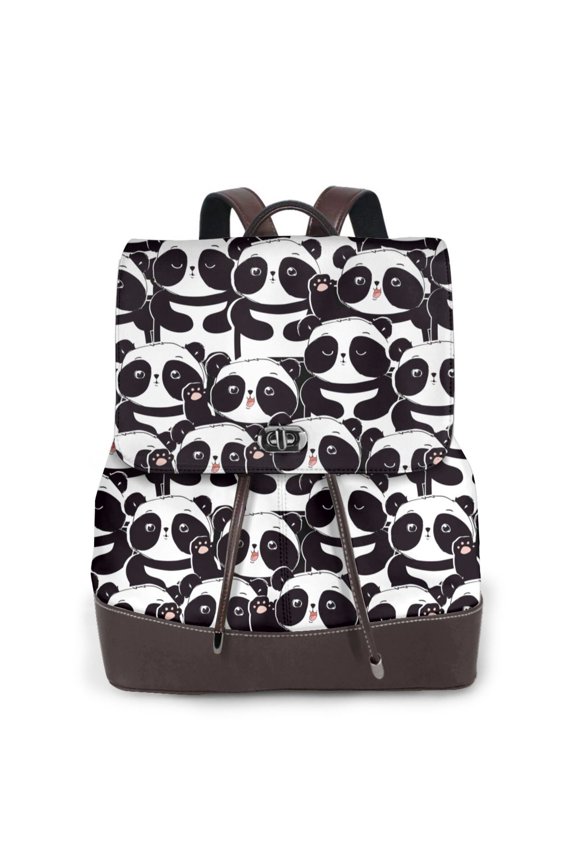 Panda Pattern Womens Backpack Purse Leather Backpack Purse for Women Travel Fashion Backpack Designer Ladies Shoulder Bags
