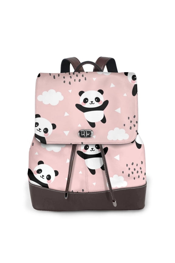 Panda Pattern Womens Backpack Purse Leather Backpack Purse for Women Travel Fashion Backpack Designer Ladies Shoulder Bags