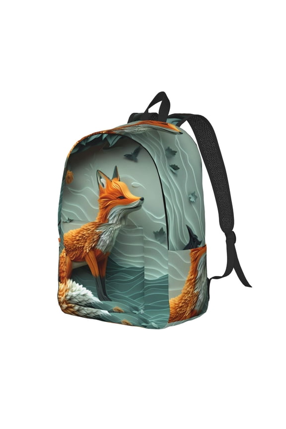 Paper Fox Crow Fantasy Print Canvas Backpack for Women & Men Retro Aesthetic Rucksack Basic Backpack for High School/College Students Travel Laptop Bag