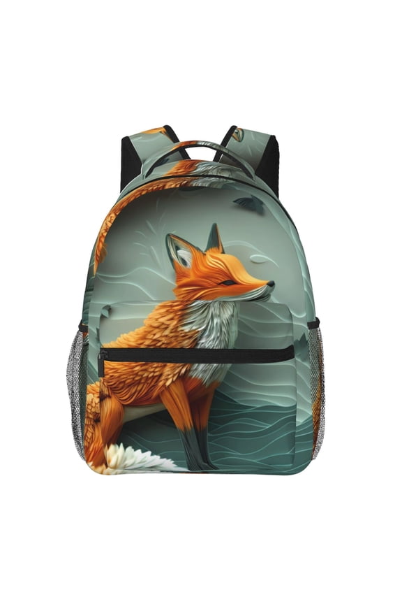 Paper Fox Crow Fantasy Print Eco-Friendly Casual Backpack, Water-Resistant Polyester Canvas Daypack with Smooth Zippers, Comfortable & Durable Travel Bag with Laptop Compartment