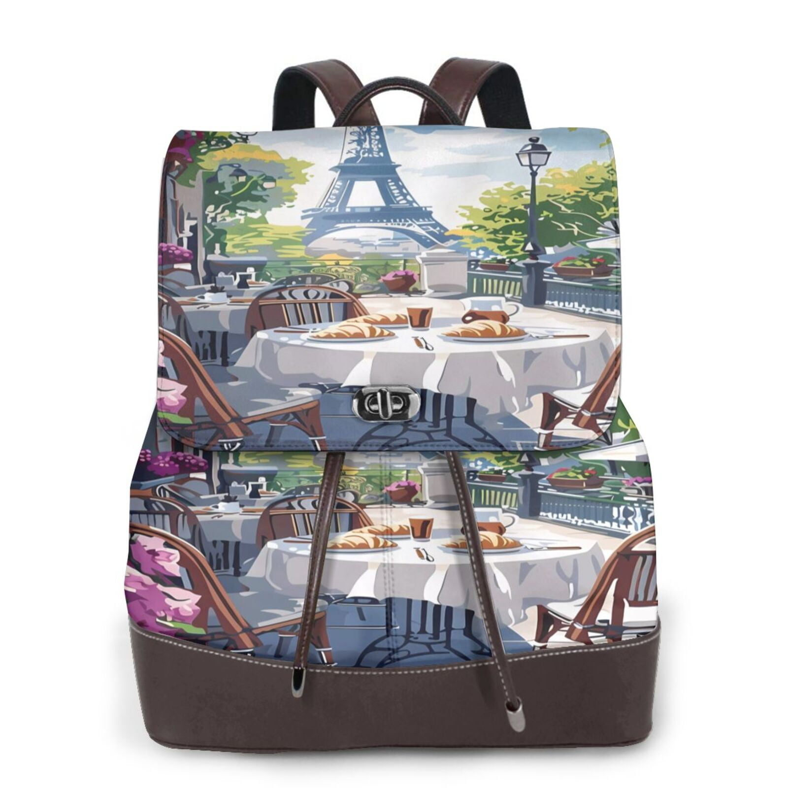 Ratiio Parisian Cafe With Eiffel Pattern Womens Backpack  display picture 2