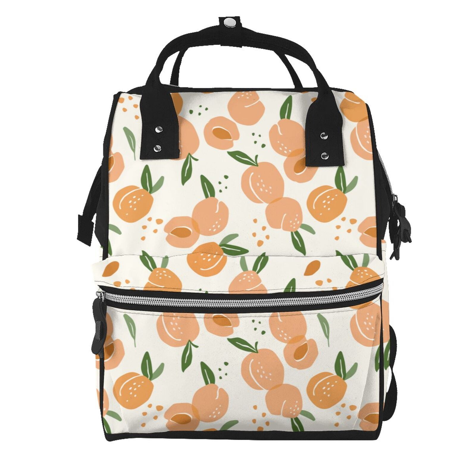 Ratiio Peaches Mummy Backpack - Waterproof Twill Canvas, Large Capacity Diaper Bag with Multiple Pockets and Adjustable Straps