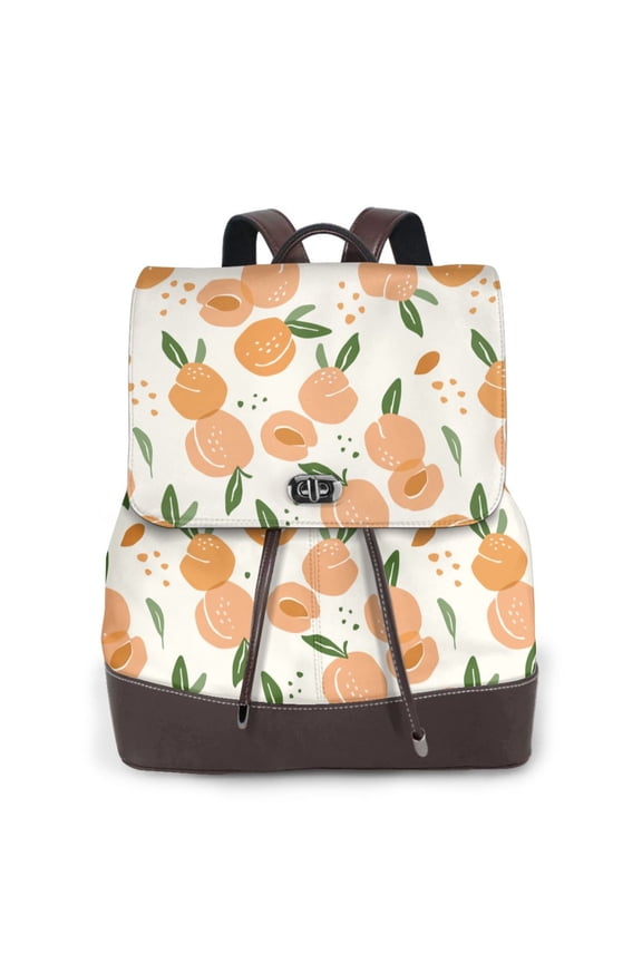 Peaches Pattern Womens Backpack Purse Leather Backpack Purse for Women Travel Fashion Backpack Designer Ladies Shoulder Bags