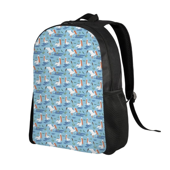 Ratiio Pelican Reed And Fish Print Backpack with Padded 15-inch Laptop Sleeve- Spacious and Durable Daypack for Work and Travel