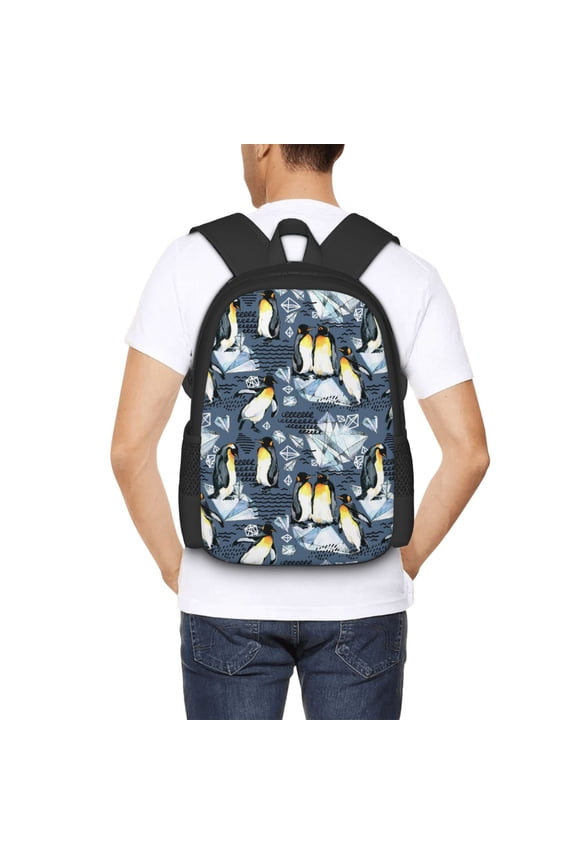 Penguin Arctic Adventure Backpack for Men and Women - Durable 600D Oxford Cloth -Large Capacity, Water-Resistant School, Travel, and Hiking Bag