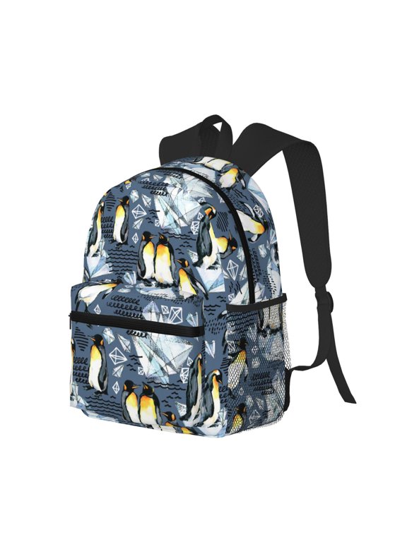 Penguin Arctic Adventure Print Casual Backpack for Men and Women, Water Resistant Oxford Fabric School Bag Lightweight Travel Daypack