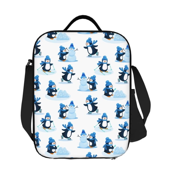 Ratiio Penguin Winter Fun Print Lunch Box - Reusable Lunch Bag Men Adult Women- Insulated LunchBox